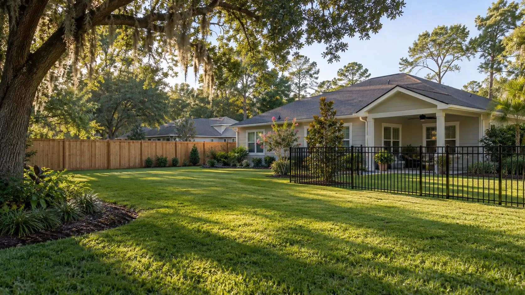 Residential fencing around a Jacksonville Florida property