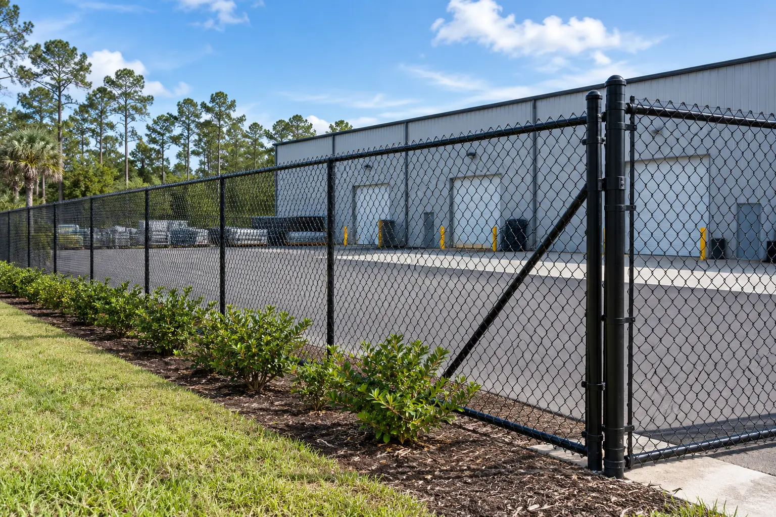 Commercial chain-link fence around a Jacksonville Florida property