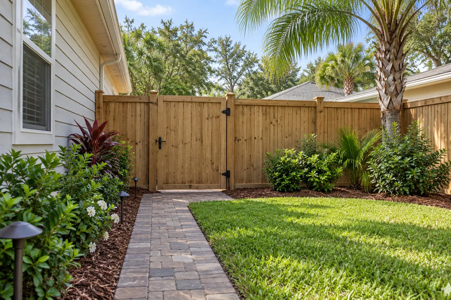 Privacy fence gate at a Jacksonville Florida home