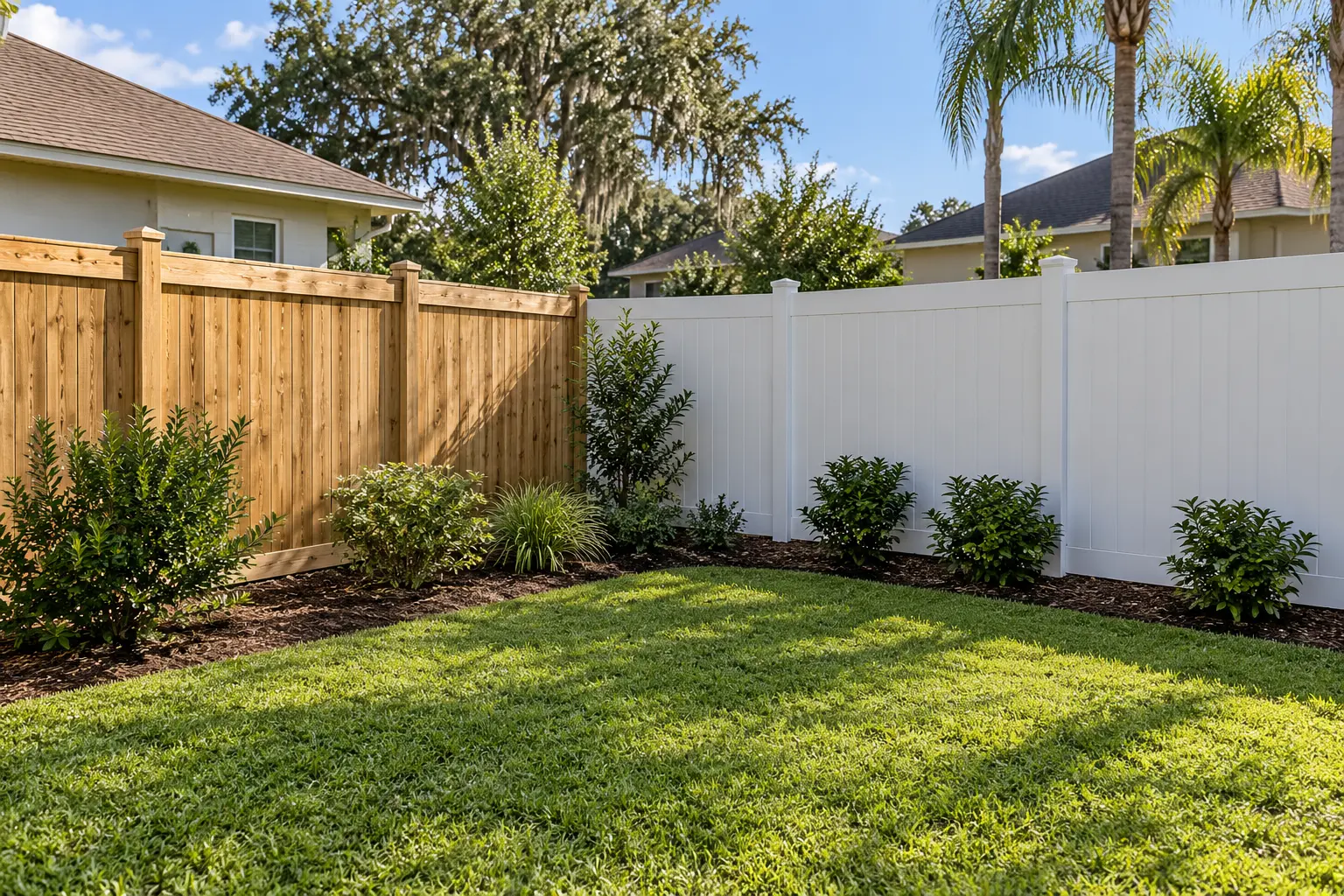 Wood and vinyl privacy fence options for Jacksonville Florida homes